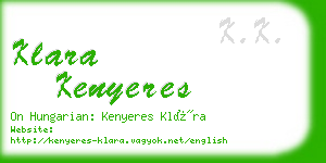klara kenyeres business card
